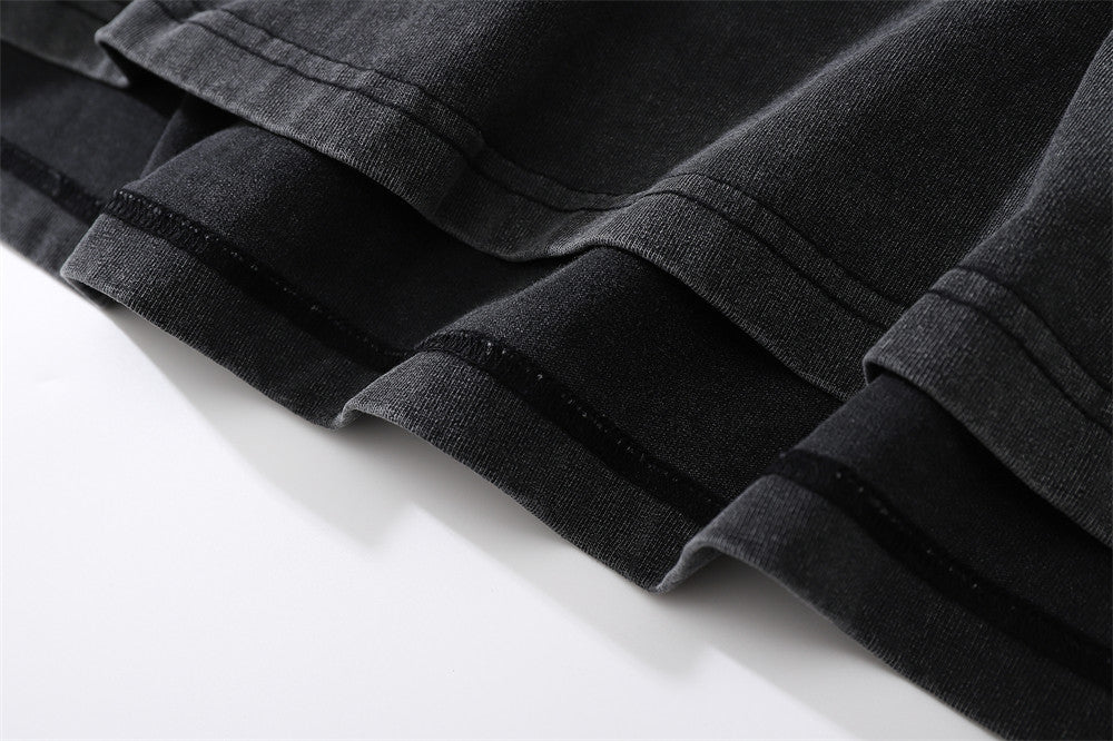 Flower Print Distressed Washed T-shirt For Men