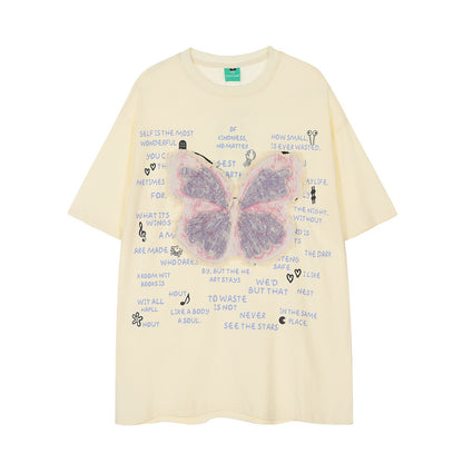 Butterfly Patch Casual Short-sleeved T-shirt For Men
