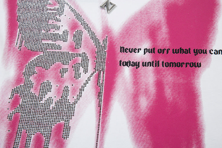 Butterfly Rhinestone Printed Necklace T-shirt For Men