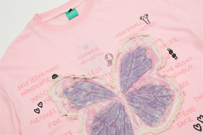 Butterfly Patch Casual Short-sleeved T-shirt For Men