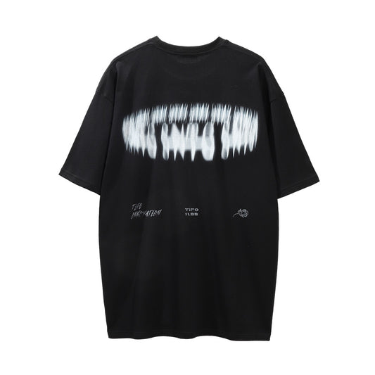 Abstract Character Printed Short-sleeved T-shirt For Men