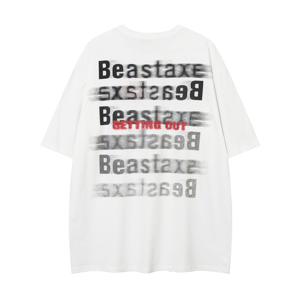 Street Fashion Printed Letter Cotton T-shirt For Men