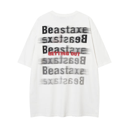 Street Fashion Printed Letter Cotton T-shirt For Men