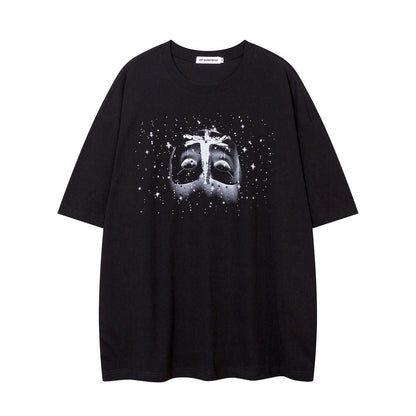 Mask Printed Short-sleeved T-shirt For Men