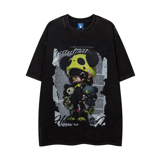 Depressed Cartoon Distressed T-shirt For Men