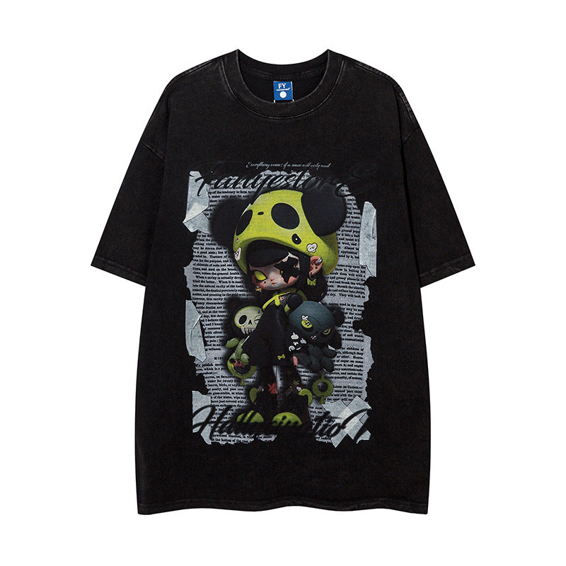 Depressed Cartoon Distressed T-shirt For Men