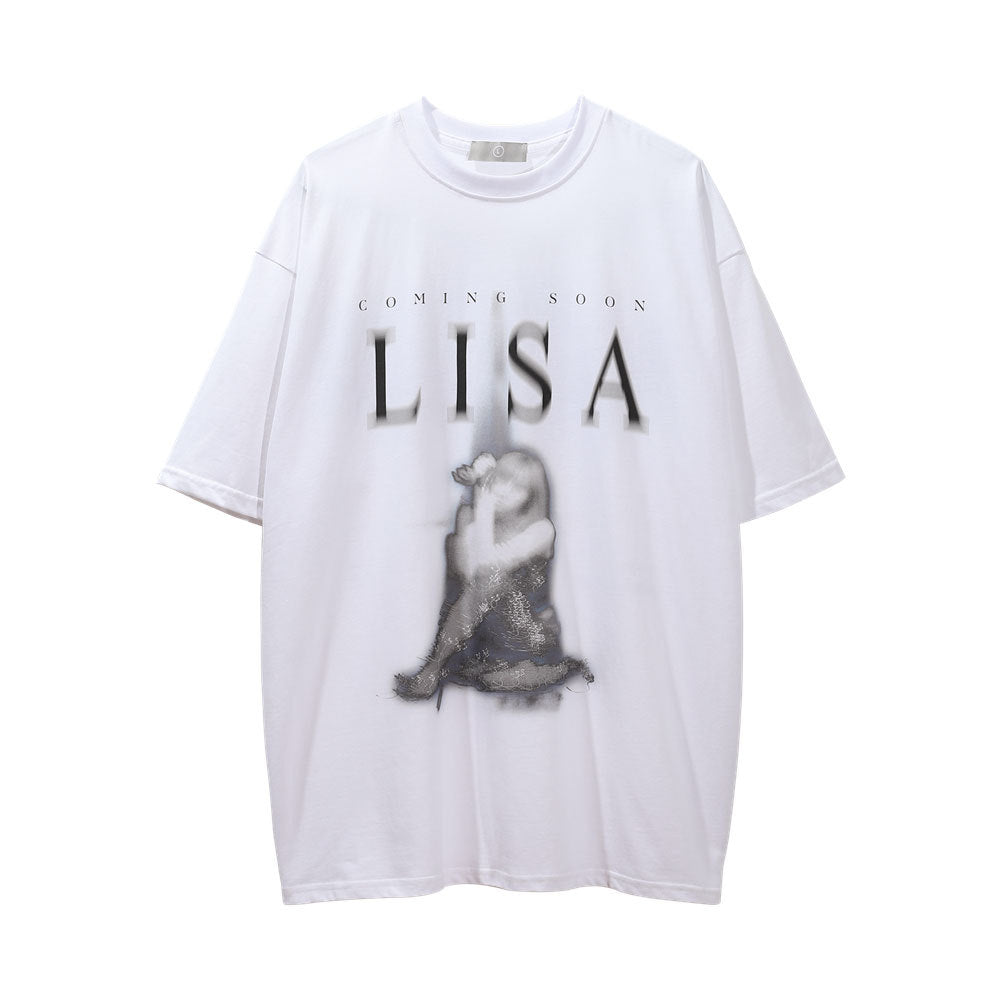 Abstract Character Printed Short-sleeved T-shirt For Men