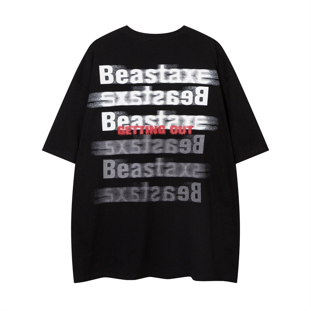 Street Fashion Printed Letter Cotton T-shirt For Men