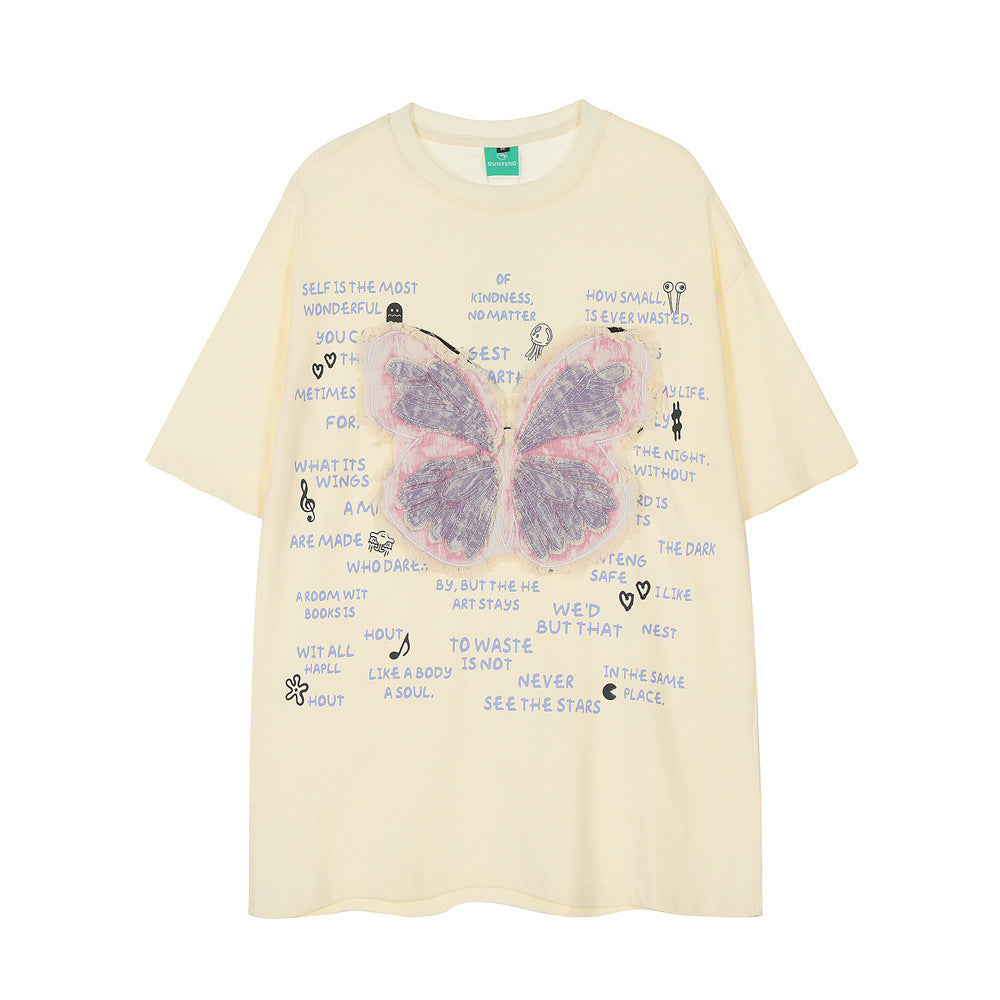Butterfly Patch Casual Short-sleeved T-shirt For Men