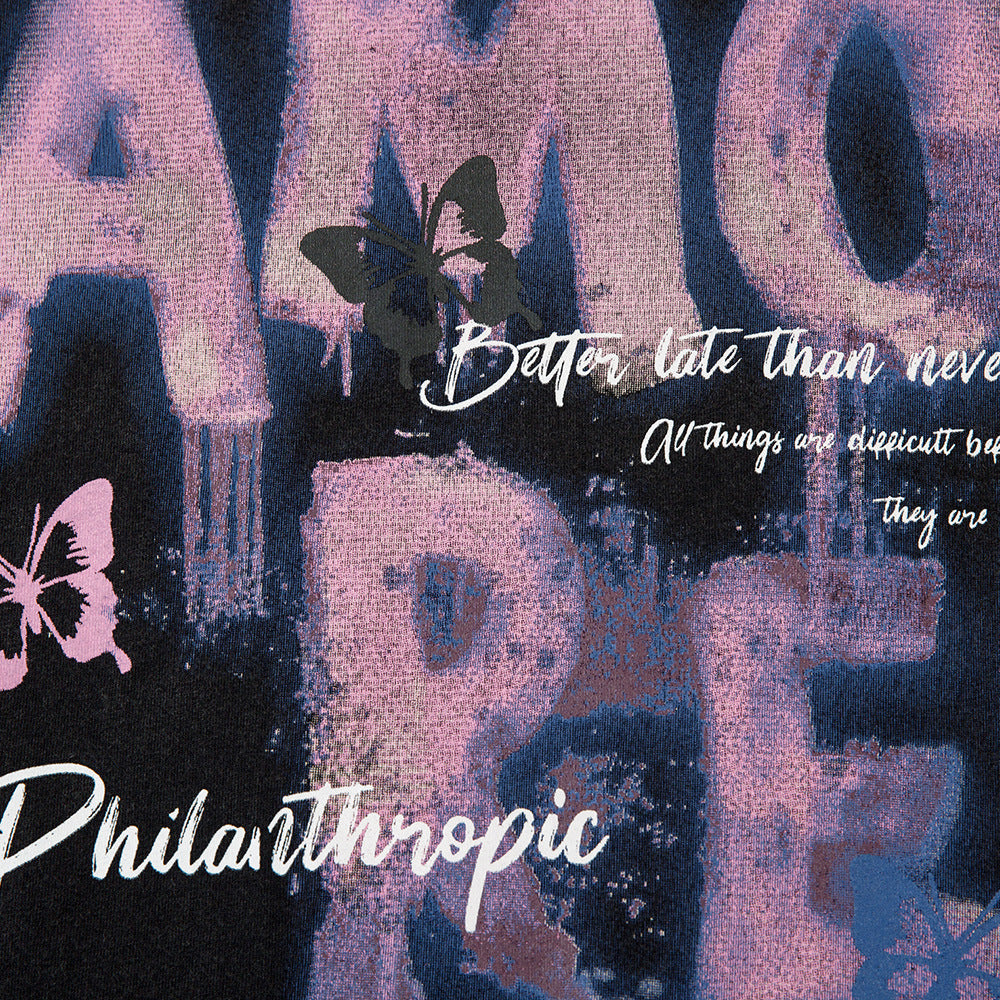 Graffiti Printing Lazy Short-sleeved T-shirt For Men