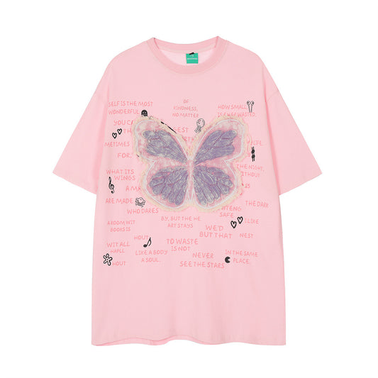 Butterfly Patch Casual Short-sleeved T-shirt For Men