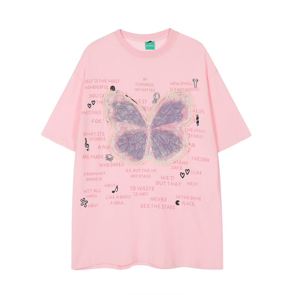 Butterfly Patch Casual Short-sleeved T-shirt For Men