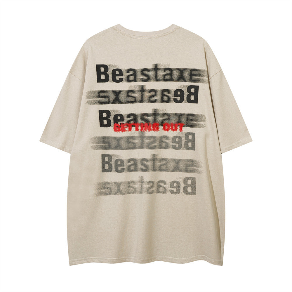 Street Fashion Printed Letter Cotton T-shirt For Men